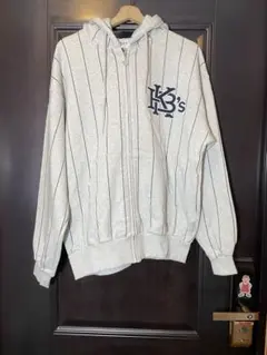 KEBOZ STRIPE SWEAT FULL ZIP HOODIE グレー