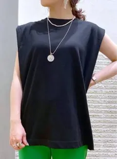 JEANASIS ショルダータンクノースリブラック