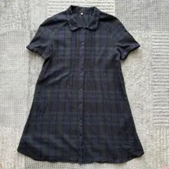 無印良品 綿100% チェック柄 ピンタック チュニックシャツ Mのサムネイル