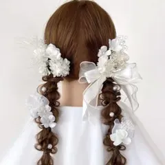 成人式 結婚式 卒業式 髪飾り 前撮り ヘアアクセサリー ツインテール -348