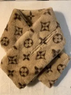 モノグラム　モコモコマフラー　ブラウン