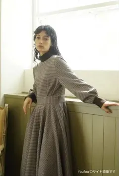 foufou チェックワンピース千鳥 Mサイズ