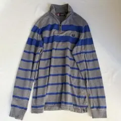 CHAPS チャップス ボーダー ハーフジップ カットソー 綿100% L/G