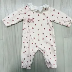 【美品】アプレレクール イチゴ柄ベビーロンパース 70cm