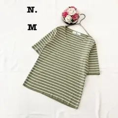 エヌナチュラルビューティーベーシック　レディース　半袖サマーニット　M グリーン