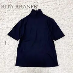 【カシミヤ100%】 クルーネックニット L 黒 半袖 薄手 春秋 デート 高級