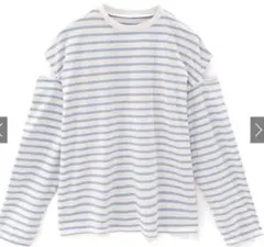 GRL グレイル　ボーダー柄ショルダースリットルーズトップス[fo1647]F