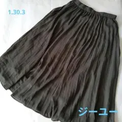 【ジーユー】Sサイズ　カーキ　シフォンプリーツスカート