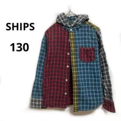 SHIPS シップス　130 シャツ　フード　チェックシャツ　　ジュニア