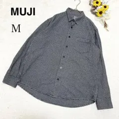 【無印良品MUJI】長袖 シャツ チェック柄 カジュアル シンプル ネイビー系M