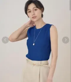 新品　現行　ANAYI レーヨンラメノースリーブ プルオーバーのサムネイル