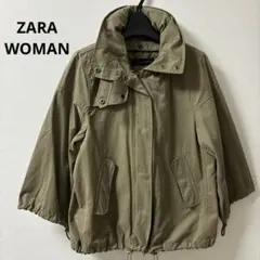 ZARA WOMANミリタリージャケットカーキ七分袖やゆったりUSA XSサイズ