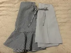 スカート　レディース　2点セット　千鳥柄　マーメイドスカート　リボン付きプリーツ