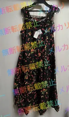 美品】D&G 花柄シフォンワンピース ブラック 38 ティアード 半袖 