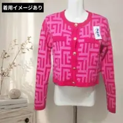 新品タグ付き ピンク総柄ニット Y2K 平成ギャル mcbling 短丈のサムネイル