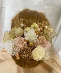 ドライフラワー　髪飾りk結婚式u成人式　七五三　髪飾り　豪華19本 かわいいxのサムネイル