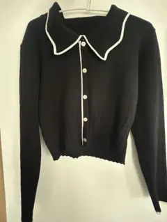 GRL 襟付き黒ニットセーター