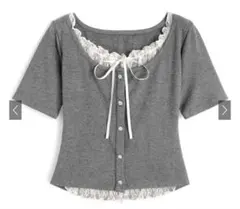 GRL レースレイヤード風リブトップス