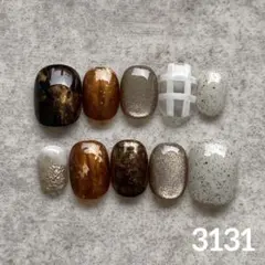 現品　ネイルチップ　ニュアンスネイル　マグネットネイル　鉱物ネイル　茶色ネイル