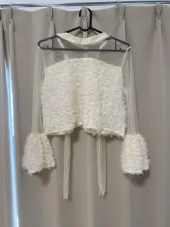 立体感のある花びらモチーフ キャミソール ホワイトのサムネイル