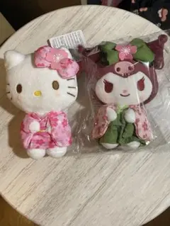 サンリオ 桜着物 ぬいぐるみマスコット エコバッグ　ハローキティ クロミ