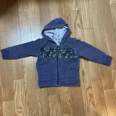 ネイビー フード付きジップアップ トレーナー