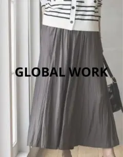 グローバルワーク GLOBAL WORK さらさらサテンフレアワイドパンツ