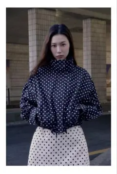 完売品⭐︎ZARA ドット柄パフジャケット S ブルー ホワイト