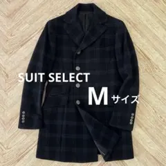 SUIT SELECT 通勤用 チェスターコート メンズ M ネイビー チェック