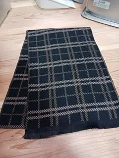 チェック柄フリンジ付きマフラー