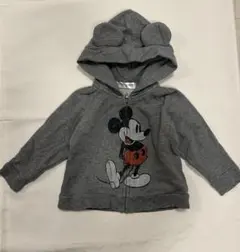 Disney ディズニー ミッキーマウス耳付きフードパーカー グレー 80cm