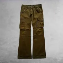 00'sフレアカーゴパンツ フェード加工 カーキ M グランジy2kのサムネイル