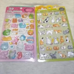 【硬いシール】3Dシール かわいい動物 海洋2点