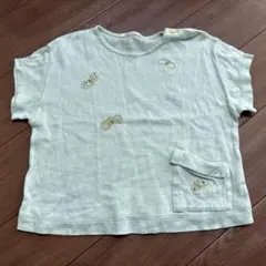 ミナペルホネン　ライトグリーン choucho 刺繍デザイン トップス100のサムネイル