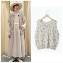 すみれ様専用新品　花柄プリント前後2WAYニットベスト　サマンサモスモス