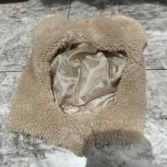 ベージュ クマ耳 フリース帽子