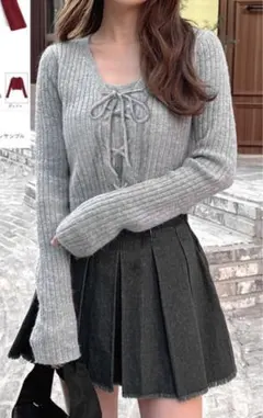 GRL リースアップトップス×キャミニットアンサンブル