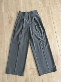 ワイドパンツ グレー スラックス ハイウエスト きれいめ GU
