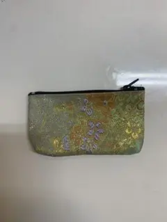 花柄刺繍ポーチ 緑色