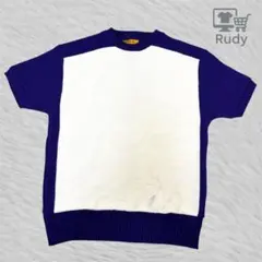 60s USA製 チアニット 半袖 PEPSTER HALL パープル×ホワイト