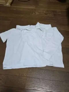 ホワイト 半袖長袖ポロシャツ 2枚セット120