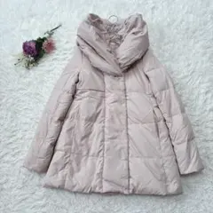 アンレリッシュ ダウンコート ボア裏地 リブ袖口 二重襟 防寒 薄ピンク M