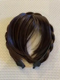 ダークブラウン 三つ編み前髪カチューシャ