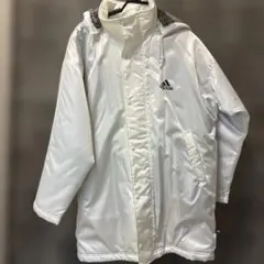 adidas ホワイト ベンチコート フード付き