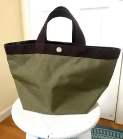 【美品】エルベシャプリエ　カーキ　ムース　バッグ　707 トート 美品】エルベシャプリエ カーキ ムース バッグ 707 トート