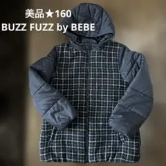 ★美品★BUZZ FUZZ by BEBE★フード付ネイビー系チェック中綿コート
