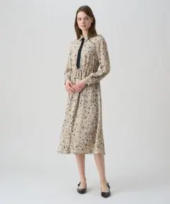 ANAYI 2025商品 ドローイングフラワープリントシャツワンピース