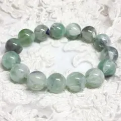 高品質　エンジェルフェザー フローライト ブレスレット 天然石 虹あり 14mm