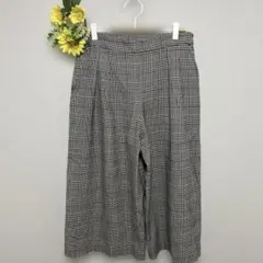 【PLST】ワイドパンツ　チェック柄　レディース　グレー　Mサイズ ゆったり