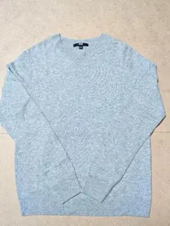 【UNIQLO】カシミア☆美品☆グレー クルーネック ニットセーター